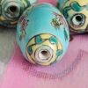Set of 5 Vintage Floral Ceramic Oval Beads