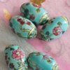 Set of 5 Vintage Floral Ceramic Oval Beads