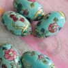 Set of 5 Vintage Floral Ceramic Oval Beads